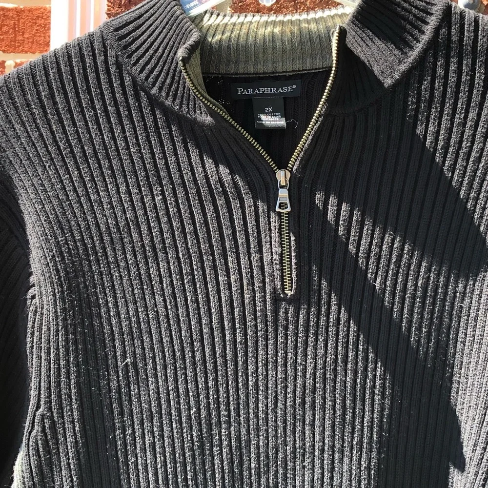 Paraphrase Black and Gray Zip-Up Sweater —#050 - Picture 4 of 6